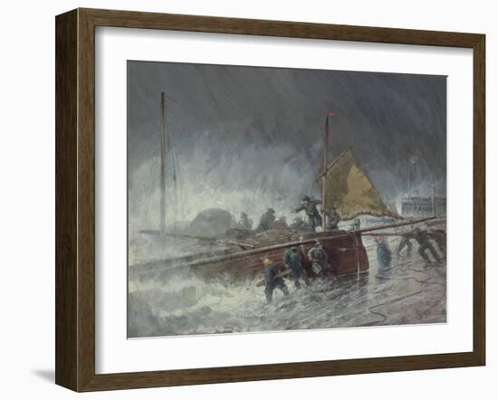 Deal Lugger Putting off in a Storm-George Henry Andrews-Framed Giclee Print