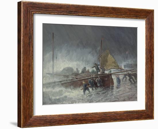 Deal Lugger Putting off in a Storm-George Henry Andrews-Framed Giclee Print