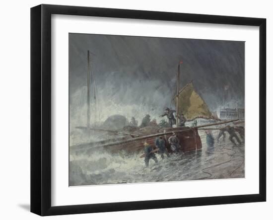 Deal Lugger Putting off in a Storm-George Henry Andrews-Framed Giclee Print