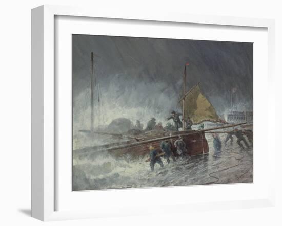 Deal Lugger Putting off in a Storm-George Henry Andrews-Framed Giclee Print