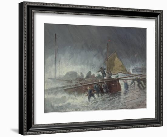 Deal Lugger Putting off in a Storm-George Henry Andrews-Framed Giclee Print