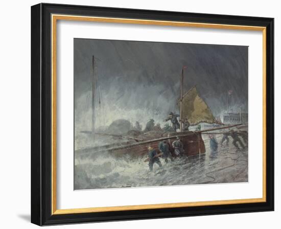 Deal Lugger Putting off in a Storm-George Henry Andrews-Framed Giclee Print