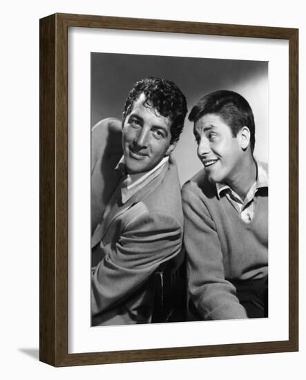 DEAN MARTIN AND JERRY LEWIS in the 50's, 1953: American comic team Dean Martin (L) and Jerry Lewis-null-Framed Photo