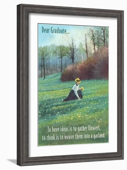 Dear Graduate, Victorian Lady Picking Flowers-null-Framed Art Print