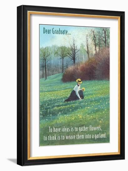 Dear Graduate, Victorian Lady Picking Flowers-null-Framed Art Print