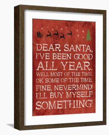 Dear Santa Nevermind Red-Jace Grey-Framed Art Print