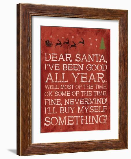 Dear Santa Nevermind Red-Jace Grey-Framed Art Print