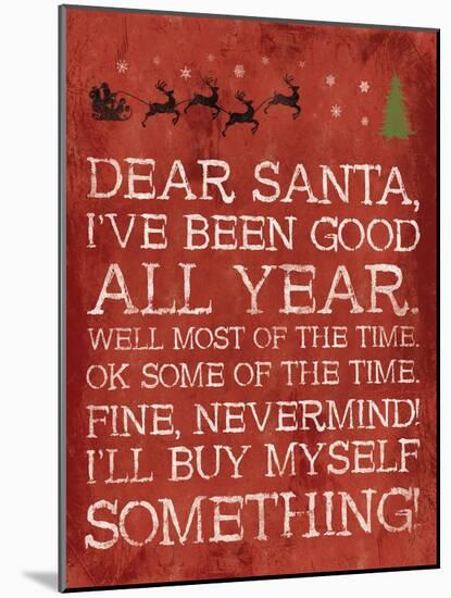 Dear Santa Nevermind Red-Jace Grey-Mounted Art Print