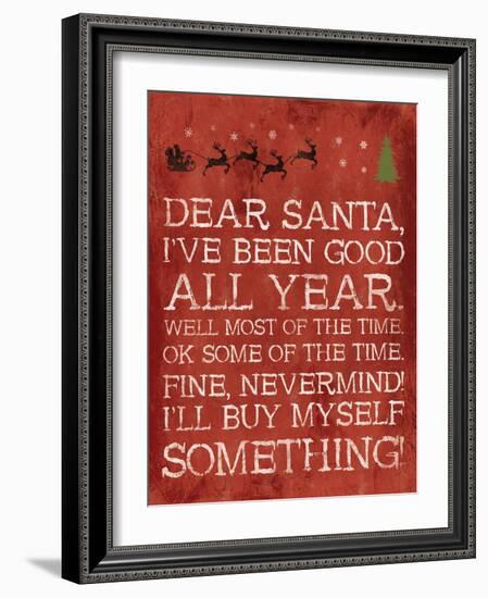 Dear Santa Nevermind Red-Jace Grey-Framed Art Print