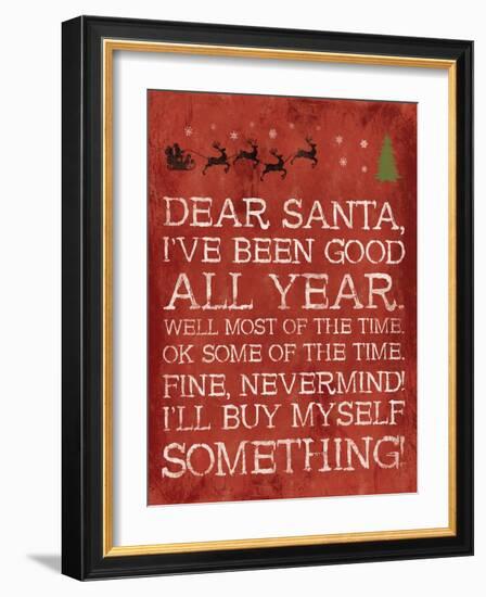 Dear Santa Nevermind Red-Jace Grey-Framed Art Print