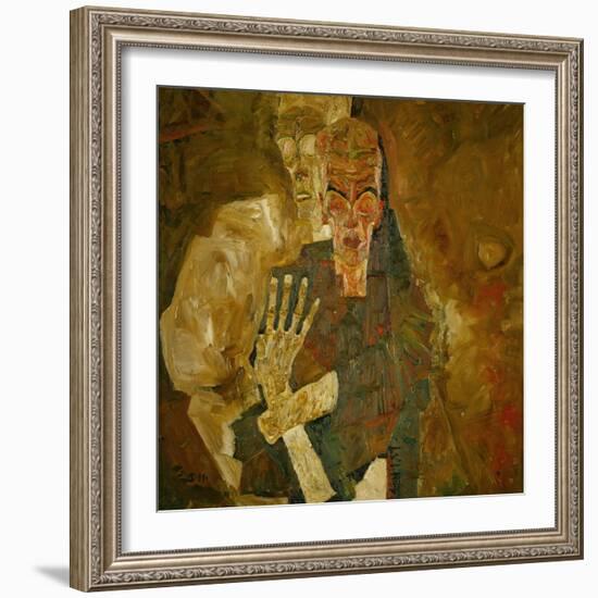 Death and Mann, Tod Und Mann or Selbstseher (II)-Egon Schiele-Framed Giclee Print