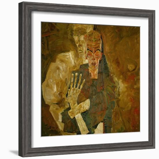 Death and Mann, Tod Und Mann or Selbstseher (II)-Egon Schiele-Framed Giclee Print