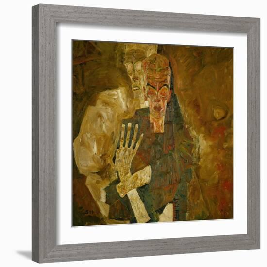 Death and Mann, Tod Und Mann or Selbstseher (II)-Egon Schiele-Framed Giclee Print