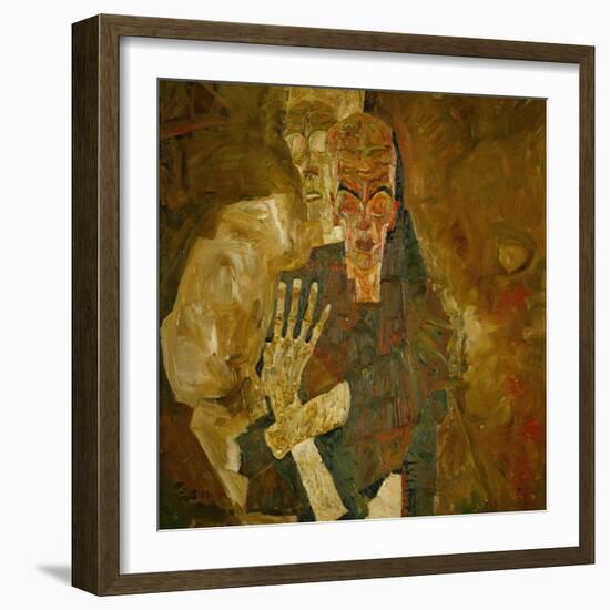 Death and Mann, Tod Und Mann or Selbstseher (II)-Egon Schiele-Framed Giclee Print