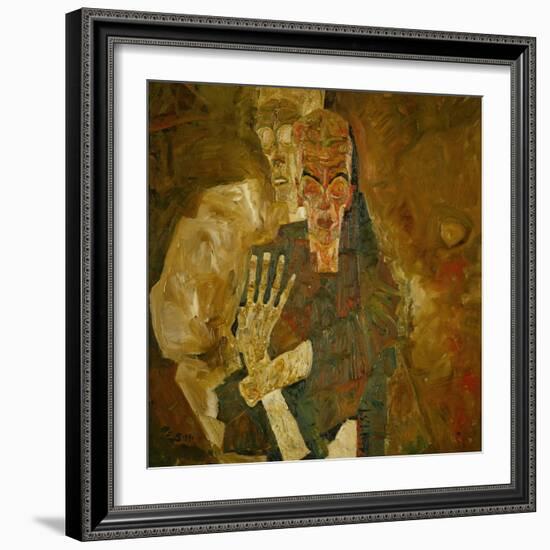 Death and Mann, Tod Und Mann or Selbstseher (II)-Egon Schiele-Framed Giclee Print