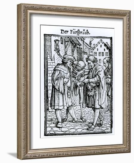 Death and the Barrister, from The Dance of Death, c.1538-Hans Holbein the Younger-Framed Giclee Print