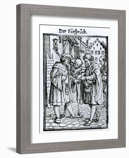 Death and the Barrister, from The Dance of Death, c.1538-Hans Holbein the Younger-Framed Giclee Print