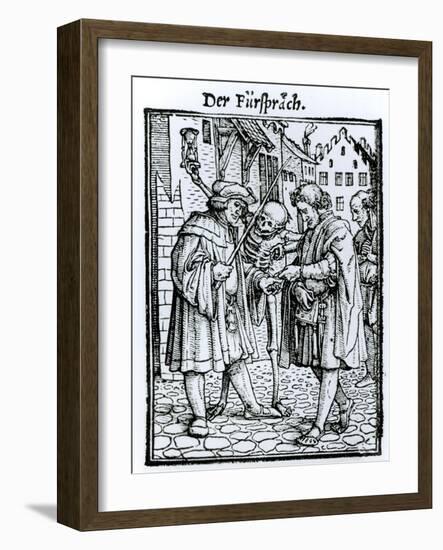 Death and the Barrister, from The Dance of Death, c.1538-Hans Holbein the Younger-Framed Giclee Print