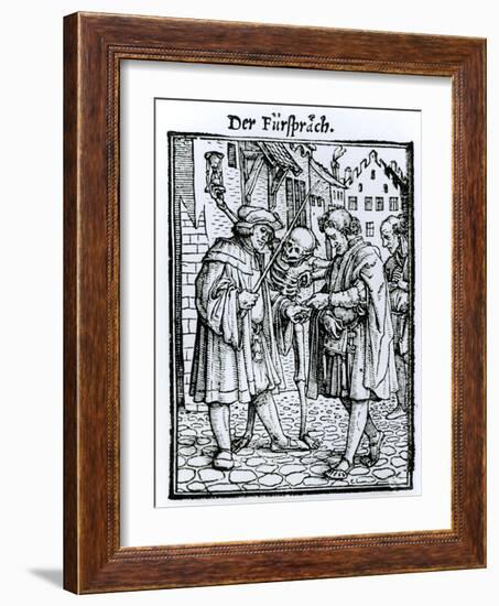 Death and the Barrister, from The Dance of Death, c.1538-Hans Holbein the Younger-Framed Giclee Print