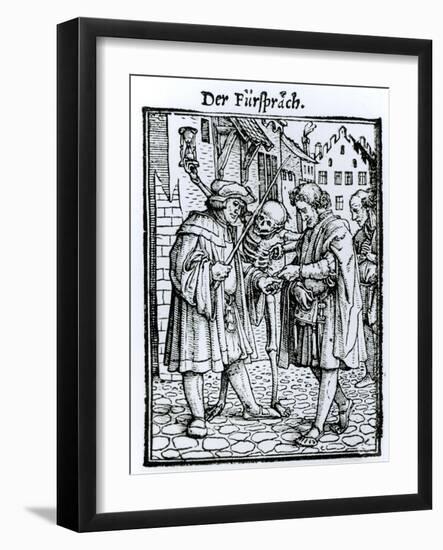 Death and the Barrister, from The Dance of Death, c.1538-Hans Holbein the Younger-Framed Giclee Print