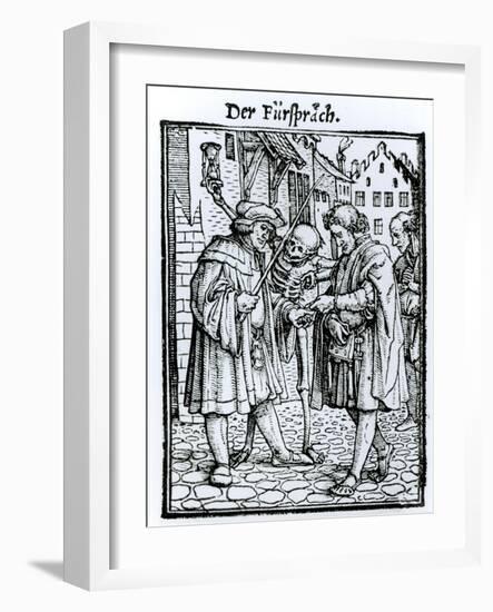 Death and the Barrister, from The Dance of Death, c.1538-Hans Holbein the Younger-Framed Giclee Print