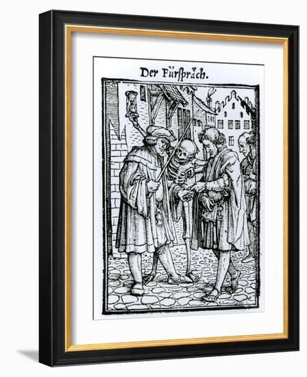 Death and the Barrister, from The Dance of Death, c.1538-Hans Holbein the Younger-Framed Giclee Print