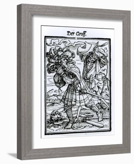 Death and the Count, from The Dance of Death, c.1538-Hans Holbein the Younger-Framed Giclee Print