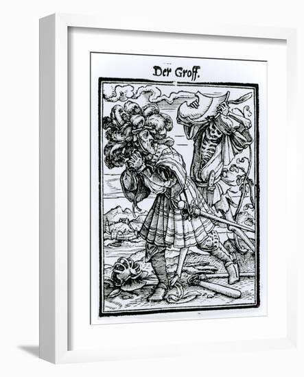 Death and the Count, from The Dance of Death, c.1538-Hans Holbein the Younger-Framed Giclee Print