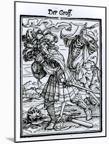 Death and the Count, from The Dance of Death, c.1538-Hans Holbein the Younger-Mounted Giclee Print