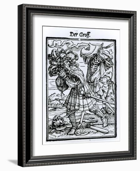 Death and the Count, from The Dance of Death, c.1538-Hans Holbein the Younger-Framed Giclee Print