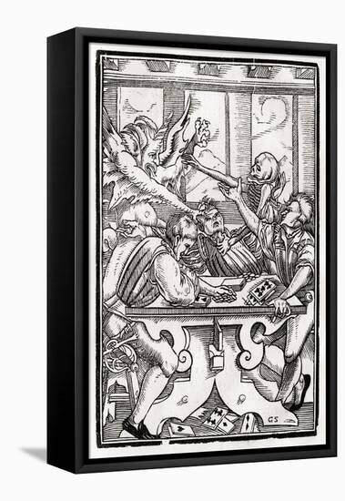 Death and the Devil Come for the Card Player, Engraved by Georg Scharffenberg, from 'Der Todten…-Hans Holbein the Younger-Framed Premier Image Canvas