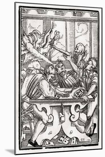 Death and the Devil Come for the Card Player, Engraved by Georg Scharffenberg, from 'Der Todten…-Hans Holbein the Younger-Mounted Giclee Print