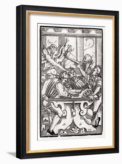 Death and the Devil Come for the Card Player, Engraved by Georg Scharffenberg, from 'Der Todten…-Hans Holbein the Younger-Framed Giclee Print