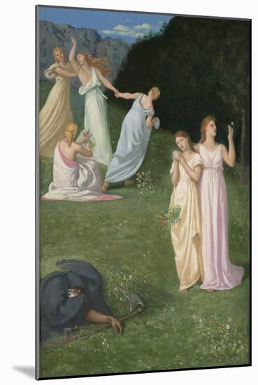 Death and the Maidens, 1872 (Oil on Canvas)-Pierre Puvis de Chavannes-Mounted Giclee Print