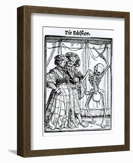 Death and the Newly-Married Lady from "The Dance of Death"-Hans Holbein the Younger-Framed Giclee Print