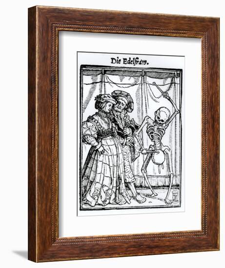 Death and the Newly-Married Lady from "The Dance of Death"-Hans Holbein the Younger-Framed Giclee Print