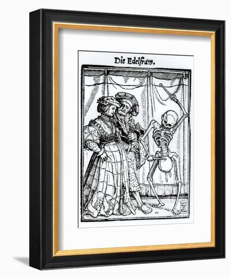 Death and the Newly-Married Lady from "The Dance of Death"-Hans Holbein the Younger-Framed Giclee Print