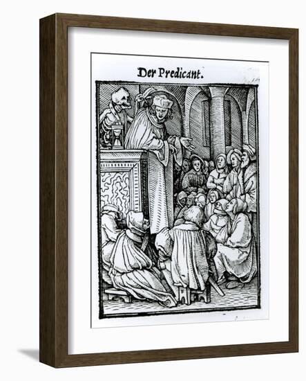 Death and the Preacher, from The Dance of Death, c.1538-Hans Holbein the Younger-Framed Giclee Print