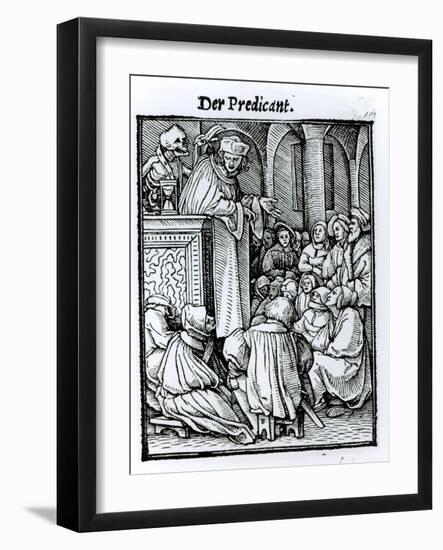 Death and the Preacher, from The Dance of Death, c.1538-Hans Holbein the Younger-Framed Giclee Print