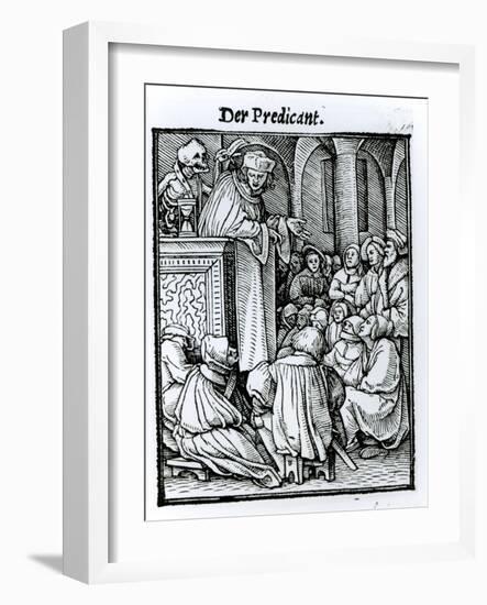Death and the Preacher, from The Dance of Death, c.1538-Hans Holbein the Younger-Framed Giclee Print