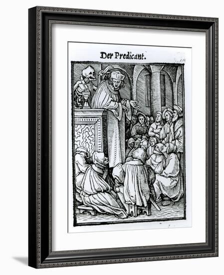 Death and the Preacher, from The Dance of Death, c.1538-Hans Holbein the Younger-Framed Giclee Print