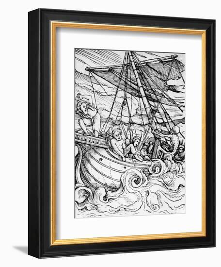 Death and the Sailor, from 'The Dance of Death', Engraved by Hans Lutzelburger, C.1538-Hans Holbein the Younger-Framed Giclee Print