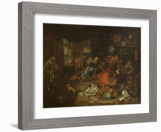 Death at the Usurer (Oil on Canvas)-Leonard Bramer-Framed Giclee Print