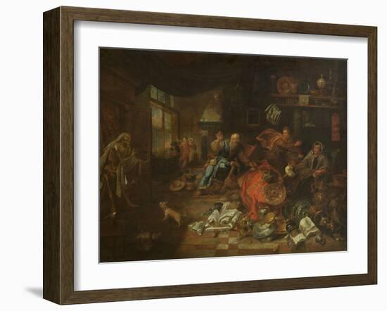 Death at the Usurer (Oil on Canvas)-Leonard Bramer-Framed Giclee Print