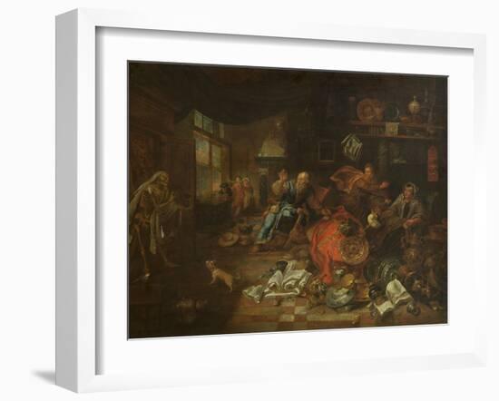 Death at the Usurer (Oil on Canvas)-Leonard Bramer-Framed Giclee Print