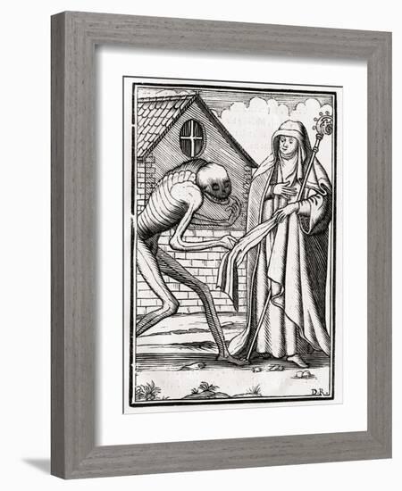 Death Comes to the Abbess, from 'Der Todten Tanz', Published Basel, 1843-null-Framed Giclee Print