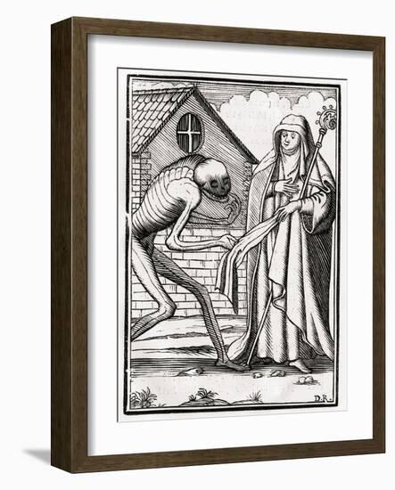 Death Comes to the Abbess, from 'Der Todten Tanz', Published Basel, 1843-null-Framed Giclee Print