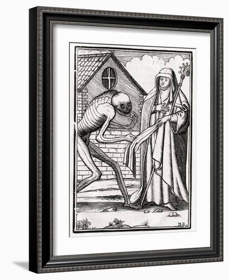 Death Comes to the Abbess, from 'Der Todten Tanz', Published Basel, 1843-null-Framed Giclee Print