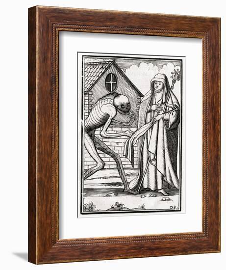 Death Comes to the Abbess, from 'Der Todten Tanz', Published Basel, 1843-null-Framed Giclee Print