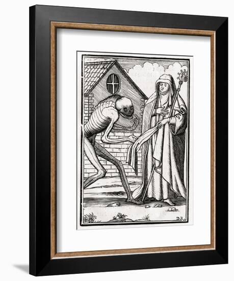 Death Comes to the Abbess, from 'Der Todten Tanz', Published Basel, 1843-null-Framed Giclee Print